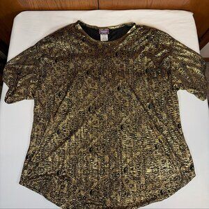 Trimmings Plus Short Sleeve Patterned Shirt Women's 24 Gold 100% Polyester